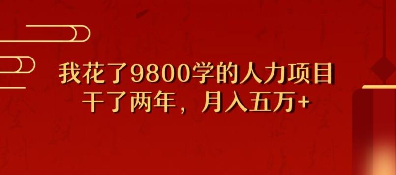 我花了9800学习，干了两年赚了70万的人力项目-源码天堂