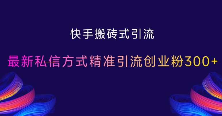 快手搬砖式引流，最新私信方式精准引流创业粉300+-源码天堂