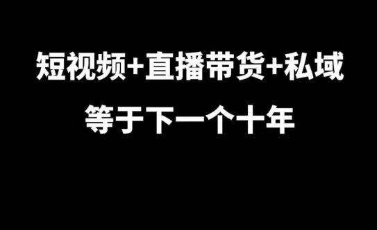 短视频+直播带货+私域等于下一个十年，大佬7年实战经验总结-源码天堂