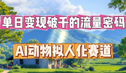 单日变现破k的流量密码，AI动物拟人化赛道-源码天堂