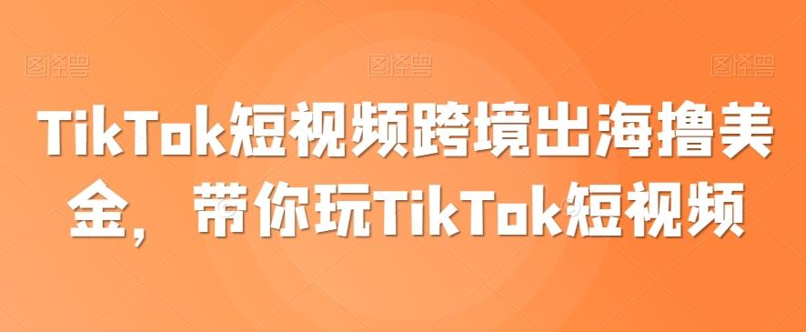 TikTok短视频跨境出海撸美金，带你玩TikTok短视频-源码天堂