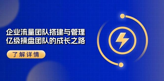 企业 流量团队-搭建与管理，亿级 操盘团队的成长之路(28节课-源码天堂