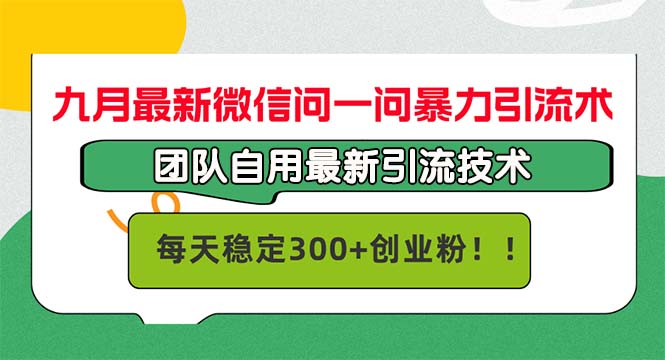 九月最新微信问一问暴力引流术，团队自用引流术，每天稳定300+创…-源码天堂