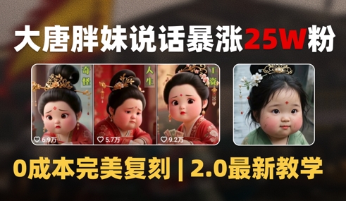 AI大唐胖贵妃说话2.0，40条视频暴涨40w粉，附独家变现攻略-源码天堂