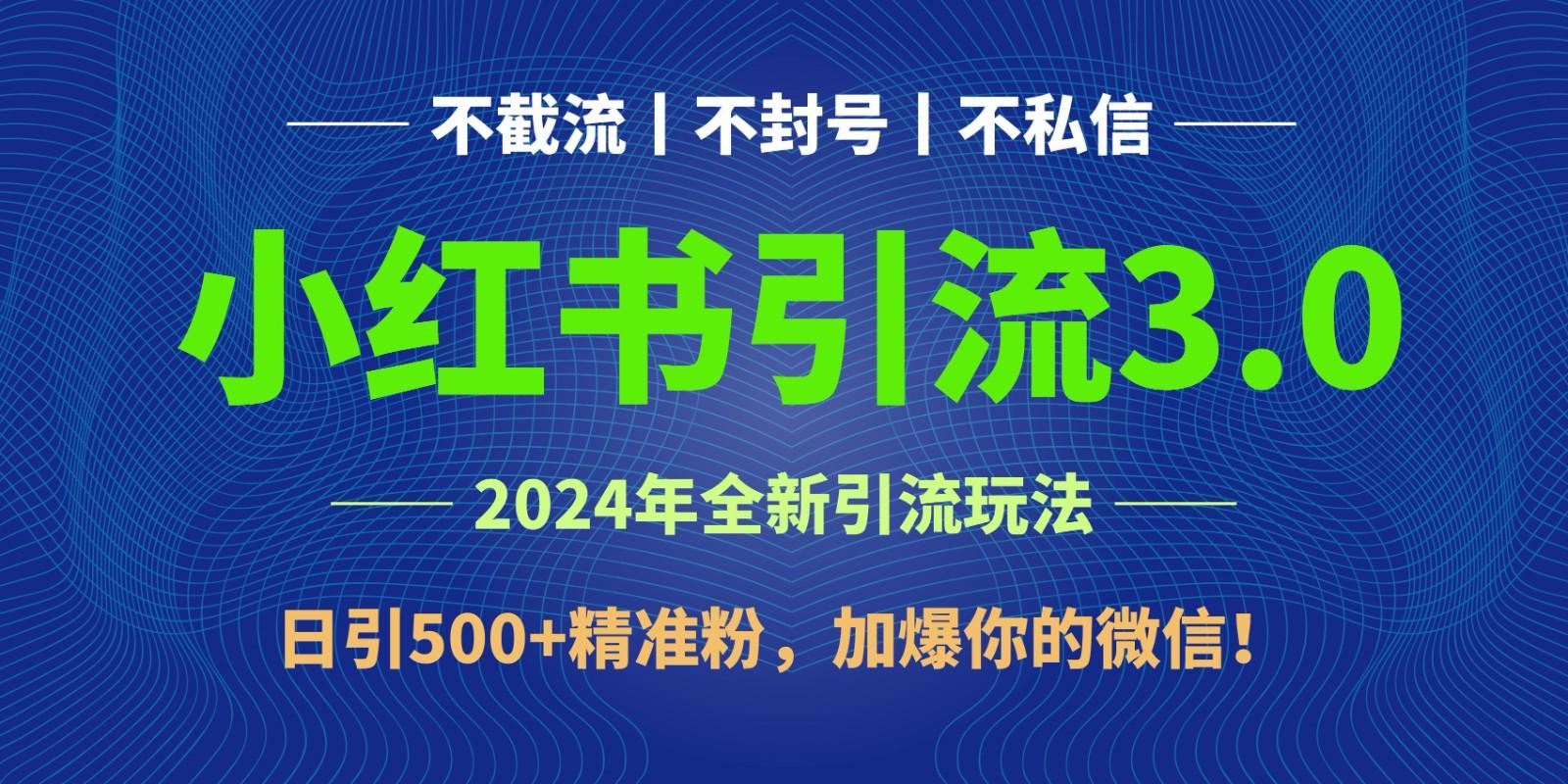 2024年4月最新小红书引流3.0玩法，日引500+精准粉，加爆你的微信！-源码天堂