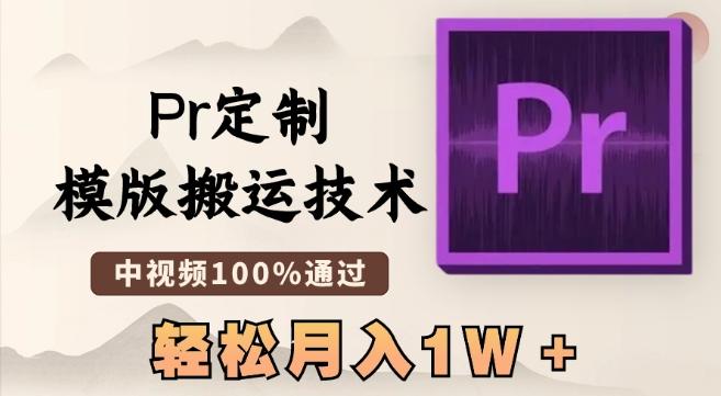 最新Pr定制模版搬运技术，中视频100%通过，几分钟一条视频，轻松月入1W＋【揭秘】-源码天堂
