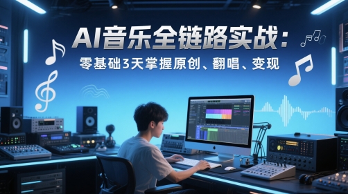 AI音乐全链路实战变现课：零基础3天掌握原创、翻唱、变现-源码天堂