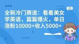 全新冷门赛道：看着美女学英语，篇篇爆火，单日涨粉10000+收入5000+-源码天堂