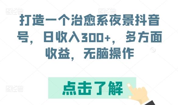 打造一个治愈系夜景抖音号，日收入300+，多方面收益，无脑操作【揭秘】-源码天堂