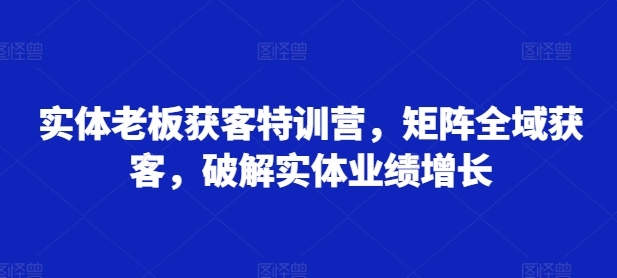 实体老板获客特训营，矩阵全域获客，破解实体业绩增长-源码天堂