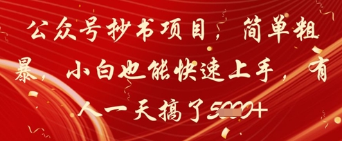 公众号抄书项目，简单粗暴，小白也能快速上手，有人一天搞了1k+-源码天堂