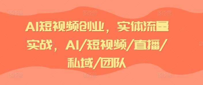 AI短视频创业，实体流量实战，AI/短视频/直播/私域/团队-源码天堂
