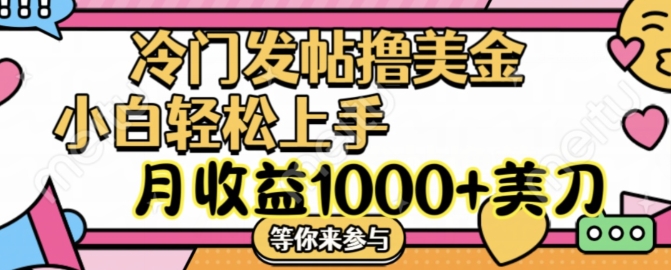 冷门发帖撸美金项目，月收益1000+美金，简单无脑，干就完了【揭秘】-源码天堂