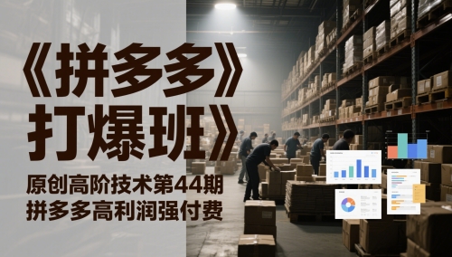 《拼多多打爆班》原创高阶技术第44期，拼多多高利润强付费-源码天堂