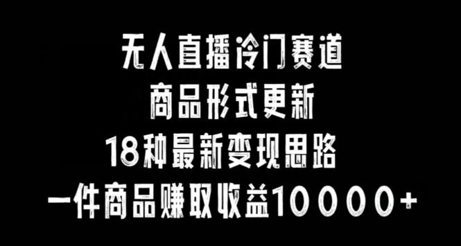 无人直播冷门赛道，商品形式更新，18种变现思路，一件商品赚取收益10000+【揭秘】-源码天堂