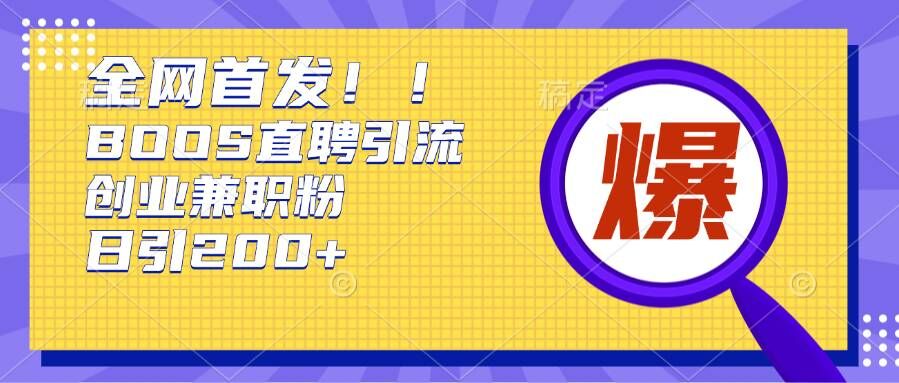 通过Boss直聘，每天轻松钓到200+多条创业大鱼的秘籍【揭秘】-源码天堂