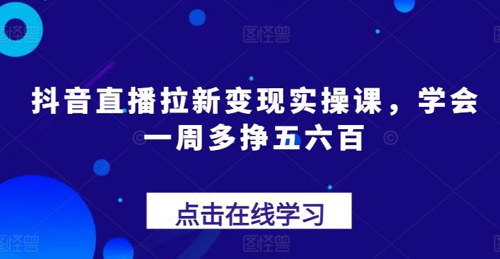 抖音直播拉新变现实操课，学会一周多挣五六百-源码天堂