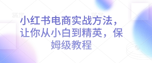 小红书电商实战方法，让你从小白到精英，保姆级教程-源码天堂