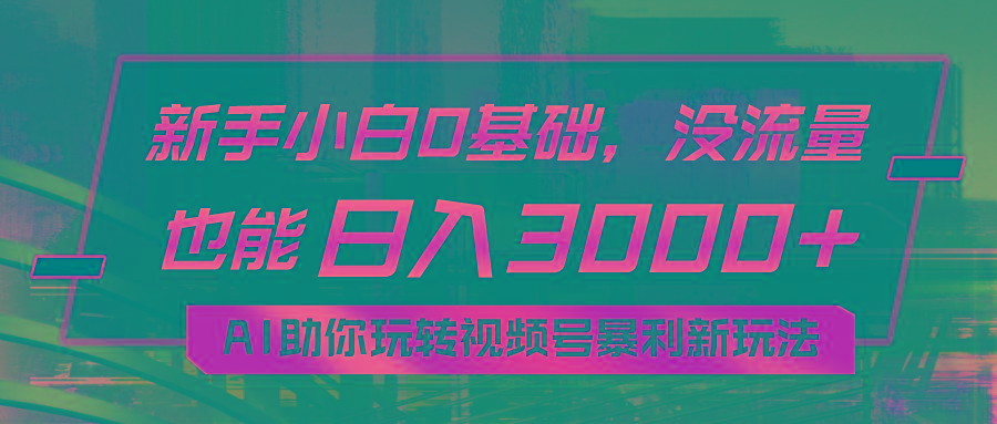 小白0基础，没流量也能日入3000+：AI助你玩转视频号暴利新玩法-源码天堂