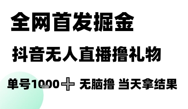 全网首发掘金抖音无人直播撸礼物，单号1k +无脑撸，当天拿结果【揭秘】-源码天堂
