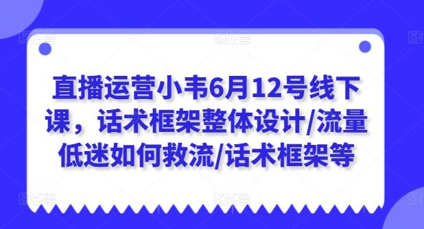 直播运营小韦6月12号线下课，话术框架整体设计/流量低迷如何救流/话术框架等-源码天堂