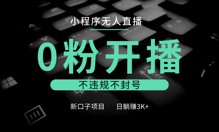 小程序无人直播，0粉开播，不违规不封号，新口子项目，小白日躺赚3K+-源码天堂