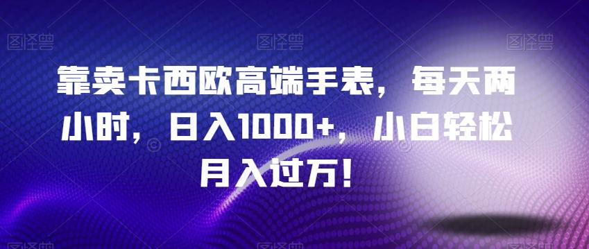 靠卖卡西欧高端手表，每天两小时，日入1000+，小白轻松月入过万！-源码天堂