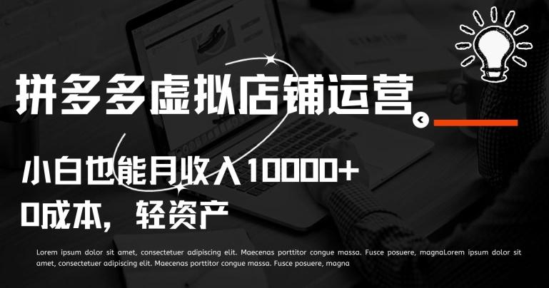 拼多多虚拟店铺运营小白也能月收入10000+【揭秘】-源码天堂