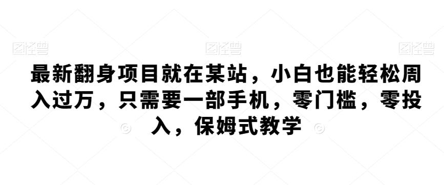 最新翻身项目就在某站，小白也能轻松周入过万，只需要一部手机，零门槛，零投入，保姆式教学-源码天堂