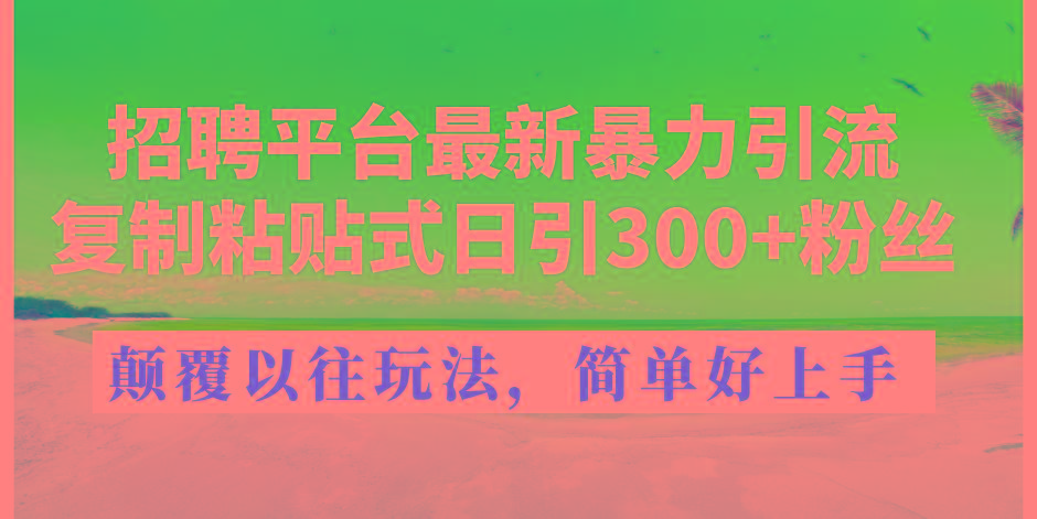 招聘平台最新暴力引流，复制粘贴式日引300+粉丝，颠覆以往垃圾玩法，简…-源码天堂