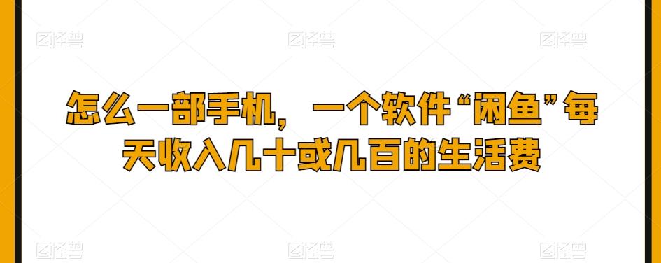 怎么一部手机，一个软件“闲鱼”每天收入几十或几百的生活费-源码天堂