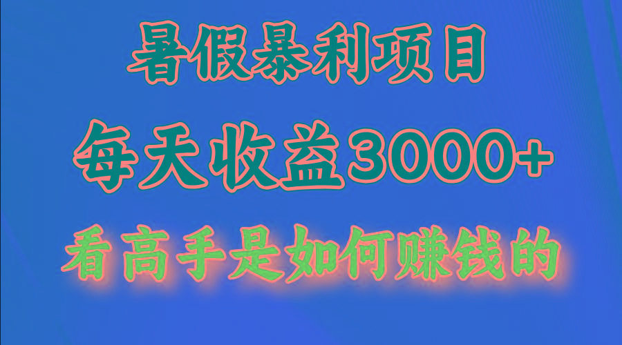 暑假暴利项目，每天收益3000+ 努努力能达到5000+，暑假大流量来了-源码天堂