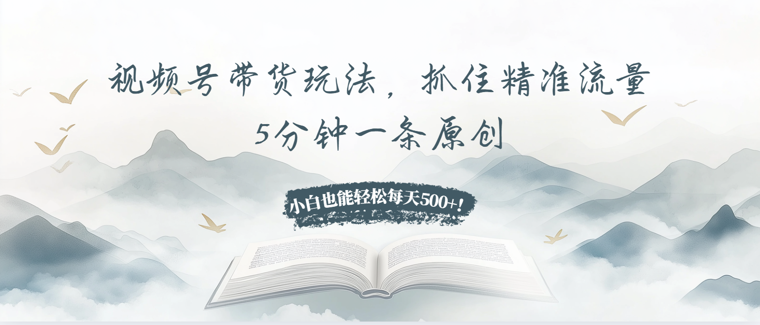 视频号带货玩法，抓住精准流量，5分钟一条原创，小白也能轻松每天500+！-源码天堂