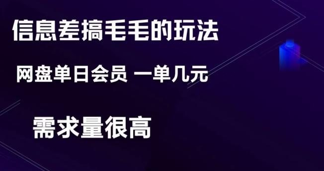 信息差搞钱玩法-网盘会员单日变现300+-源码天堂