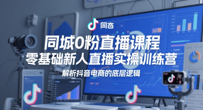 同城0粉直播课程，零基础新人直播实操训练营，解析抖音电商的底层逻辑-源码天堂