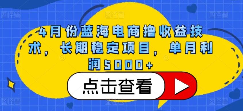 4月份蓝海电商撸收益技术，长期稳定项目，单月利润5000+【揭秘】-源码天堂