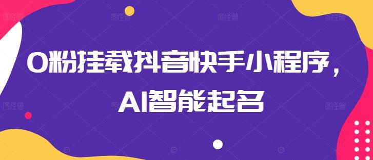 0粉挂载抖音快手小程序，AI智能起名-源码天堂