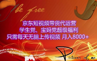 京东短视频带货代运营，学生党、宝妈党超级福利，只需每天无脑上传视频，月入8000+【仅揭秘】-源码天堂