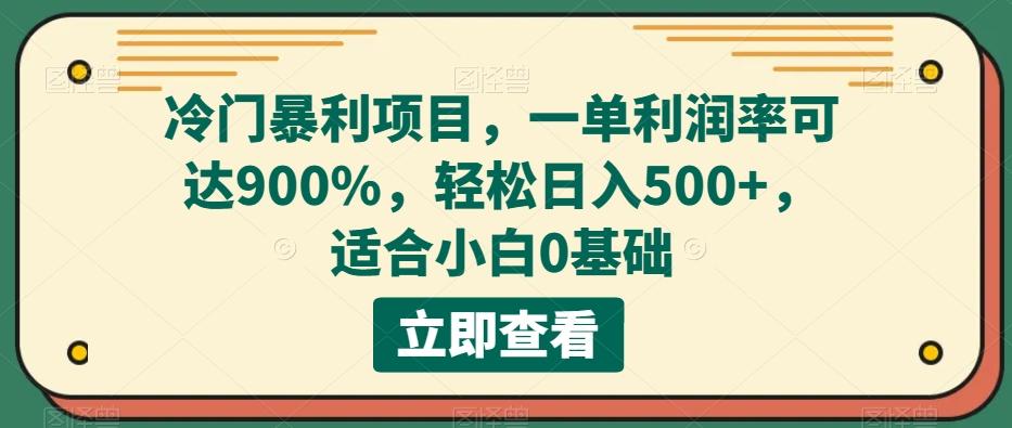 冷门暴利项目，一单利润率可达900%，轻松日入500+，适合小白0基础-源码天堂