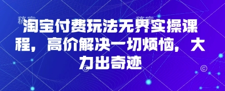 淘宝付费玩法无界实操课程，高价解决一切烦恼，大力出奇迹-源码天堂