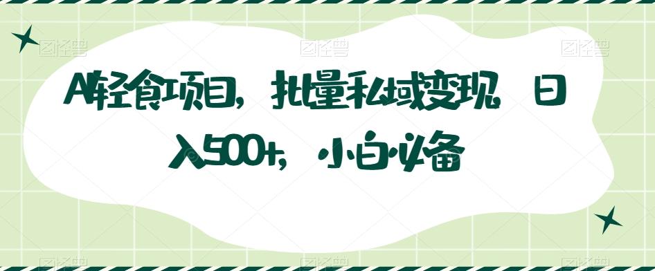 AI轻食项目，批量私域变现，日入500+，小白必备-源码天堂