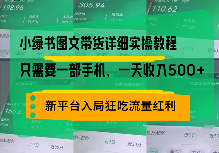 小绿书图文带货详细实操教程，只需要一部手机，一天收入500+，轻松变现-源码天堂