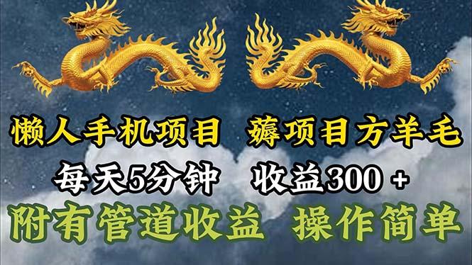 懒人手机项目，每天5分钟，每天收益300+，多种方式可扩大收益！-源码天堂