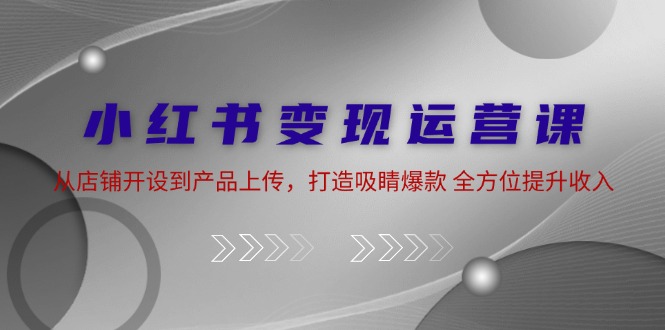 小红书变现运营课：从店铺开设到产品上传，打造吸睛爆款 全方位提升收入-源码天堂