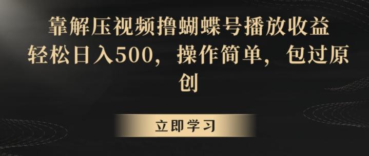 靠解压视频撸蝴蝶号播放收益，轻松日入500，操作简单，包过原创【揭秘】-源码天堂