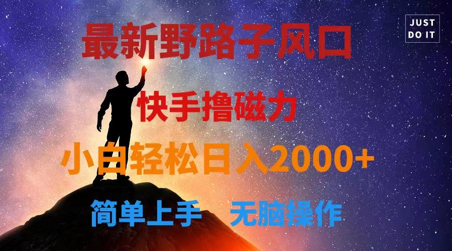 最新风口！快手撸磁力，野路子，小白无脑操作日入2000+-源码天堂