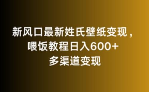 新风口最新姓氏壁纸变现，喂饭教程日入600+【揭秘】-源码天堂