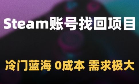 Steam账号找回项目，冷门蓝海，0成本，需求极大-源码天堂