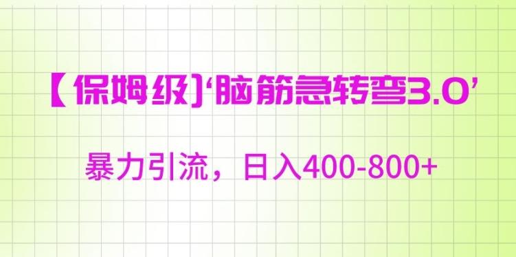 保姆级脑筋急转弯3.0，暴力引流，日入400-800+【揭秘】-源码天堂