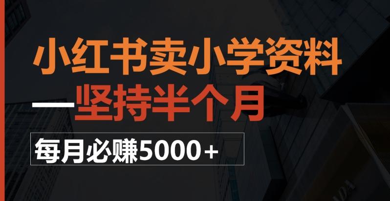 小红书卖小学资料，一坚持半个月，每月必赚5000+-源码天堂